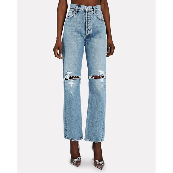 Agolde Denim - AGOLDE 90s Pinch Waist High Rise Straight Jeans Rule Wash Rigid Denim Women's 27